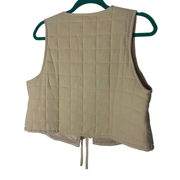 Polagram Taupe Crochet Embroidered Vest Sz L Boho Western Quilted Back NWT - Picture 5 of 7